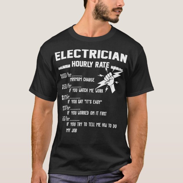 T-shirt Amusant Électricien Taux Horaire Vêtements Pour (Devant)