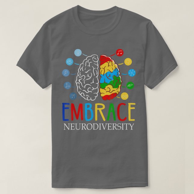 T-shirt Amusant Embrasser Neurodiversité Cerveau TDAH Auti (Design devant)
