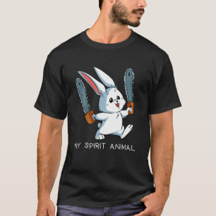 T-shirt Amusant Esprit Animal Loony Chainsaw Bunny Crazy R