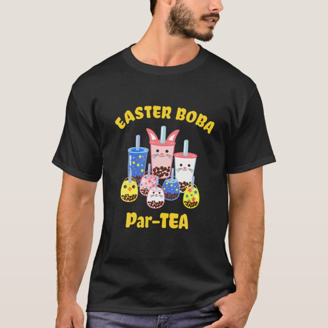 T-shirt Amusant Fête de Pâques Boba Bubble Tea Flavants (Devant)