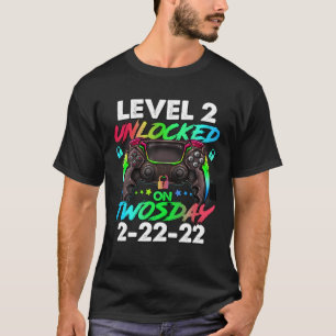 T-shirt Amusant Février 2 Nd 2022 Niveau 2 Déverrouillé 2E