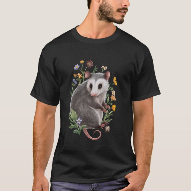 T-shirt Amusant Fleur sauvage Oppossum Animal Possum Adult (Devant)
