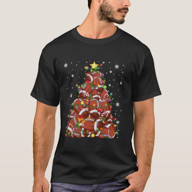 T-shirt Amusant football américain Noël Arbre lumières Chr (Devant)