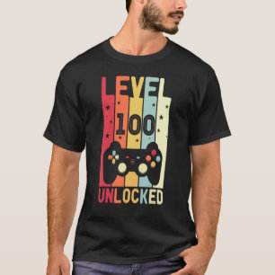 T-shirt Amusant Gamer Niveau 100 Jours De L'École Vide Dév