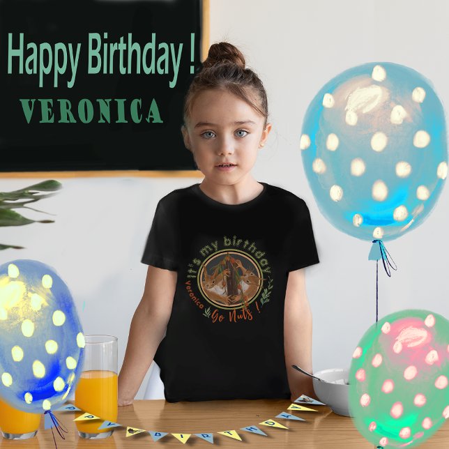 T-Shirt Amusant Go Nuts Écureuil Anniversaire (Funny Go Nuts Squirrel Birthday T-Shirt BLACK)