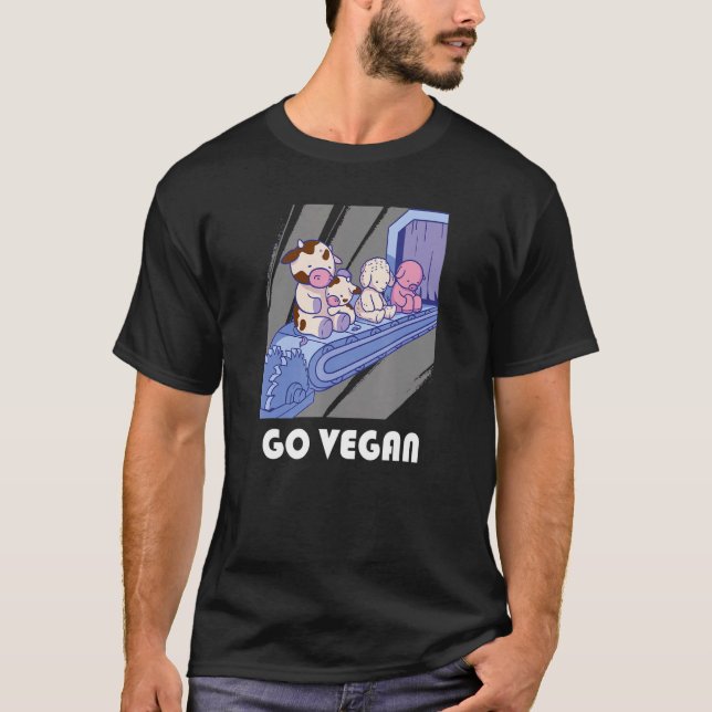 T-shirt Amusant Go Vegan Motif Vegan Aliments Animaux Sont (Devant)