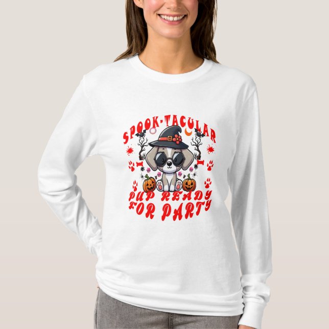 T-shirt Amusant Halloween Chien Citrouille design pour ani (Devant)
