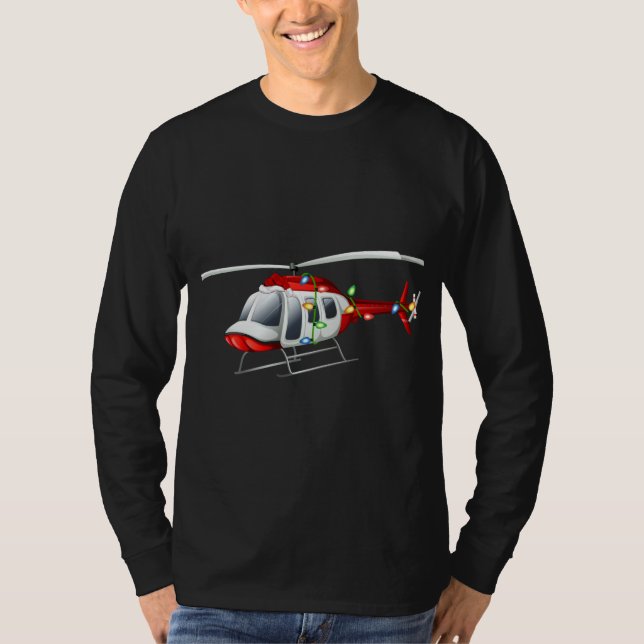 T-shirt Amusant hélicoptère Xmas Santa Hat Hélicoptère C (Devant)