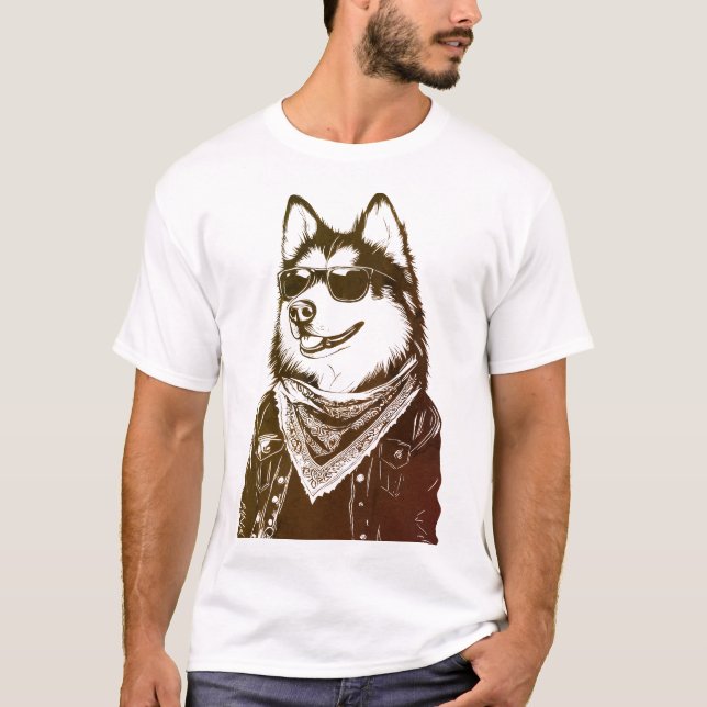 T-shirt Amusant Hip-Hop Malamute Street Style (Devant)