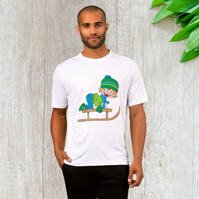 T-shirt Amusant Hiver Sledding Boy mignonne Snow Adventure (Créateur téléchargé)