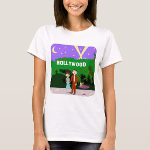 T-shirt Amusant Hollywood Romance Illustré Art Rétro