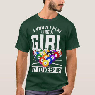 T-shirt Amusant Joueuse de piscine filles Snooker Billard