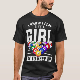 T-shirt Amusant Joueuse de piscine filles Snooker Billard
