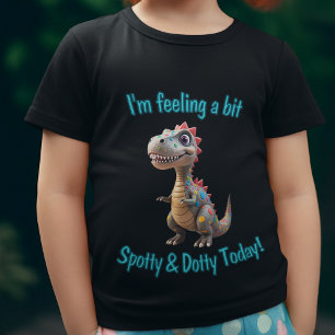 T-Shirt Amusant Jour des Dinosaures Tachetés pour Enfants