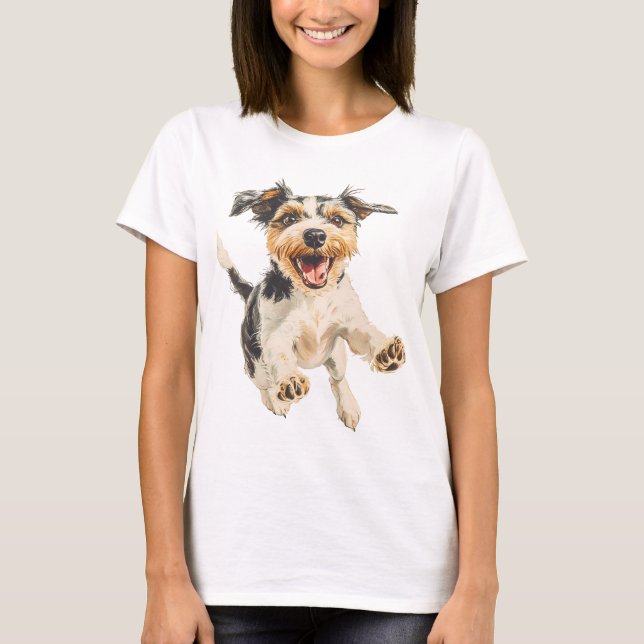 T-shirt Amusant Joyeux Petit Chien Terrier (Devant)