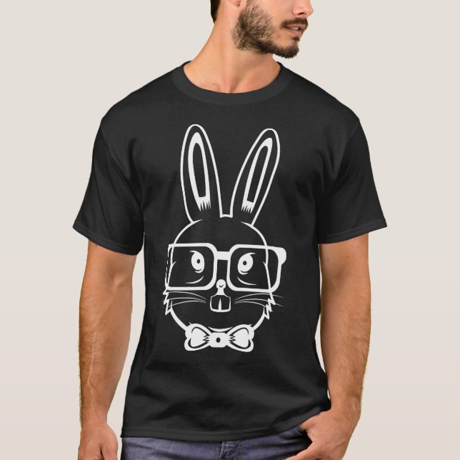 T-shirt Amusant Lapin Hipster Easter Rabbit Oeufs Nerd (Devant)