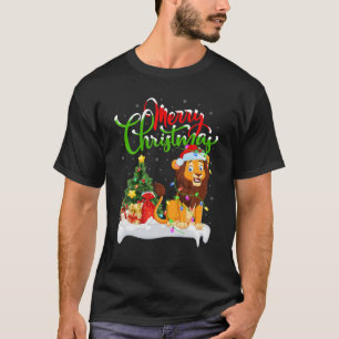 T-shirt Amusant Lion Amoureux des animaux Xmas Lion Lion É