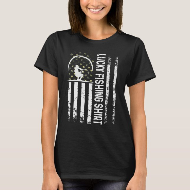 T-shirt Amusant Lucky Fishing Pour La Pêche Tee (Devant)