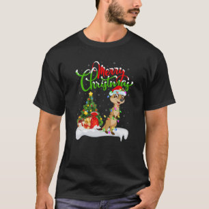T-shirt Amusant Meerkat Amoureux des animaux Feu de Noël M