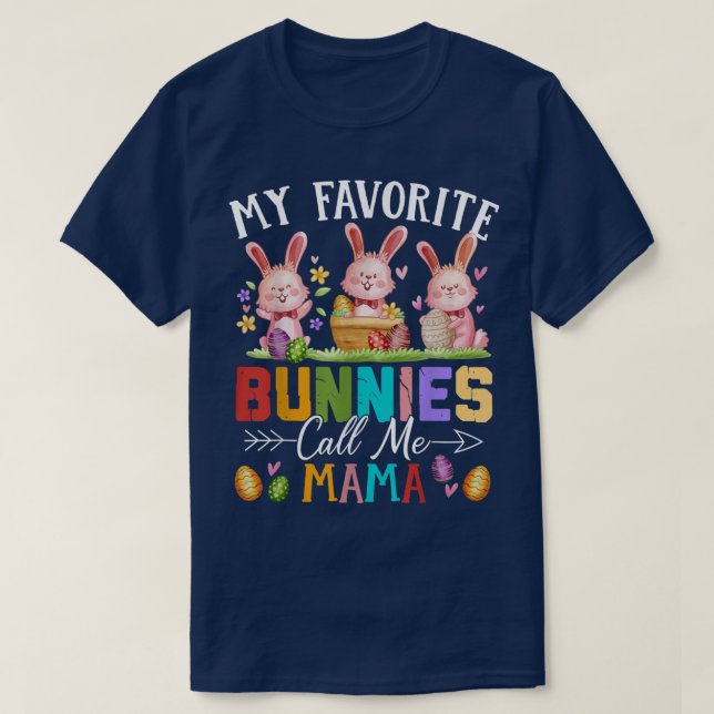 T-shirt Amusant Mes lapins Favoris Appelez-Moi Famille Mam (Design devant)