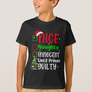 T-shirt Amusant Nice Naughty Innocent Noël Adultes