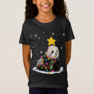 T-Shirt Amusant Noël Panda Ours Animaux Ours Arbre de Noël