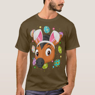 T-shirt Amusant Oeuf de Pâques Bunny Lapin Oreille Visage 