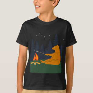 T-shirt Amusant Ours Rôtisseur Marshmallows Sur Un Feu De 