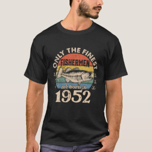 T-shirt Amusant Pêcheur Né En 1952 70E Anniversaire Hommes