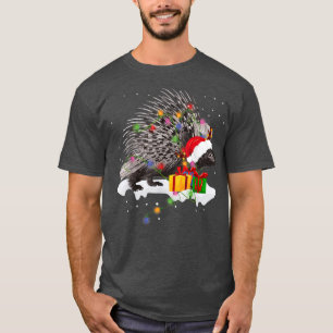 T-shirt Amusant Père Noël Porcupine Christmas Lights Lover