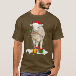 T-shirt Amusant Père Noël Sheep Animaux de Noël Lumières L