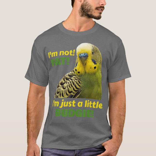 T-shirt Amusant pois gras Budgie vert perruque jaune (Devant)