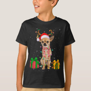 T-shirt Amusant Pyjama Santa Hat Chihuahua lumières de Noë