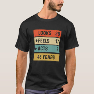 T-shirt Amusant Retro 45E Anniversaire 45 Ans Né En 1977