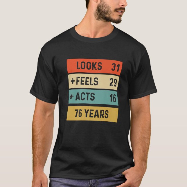 T-shirt Amusant Rétro 76E Anniversaire 76 Ans Né En 1944 (Devant)