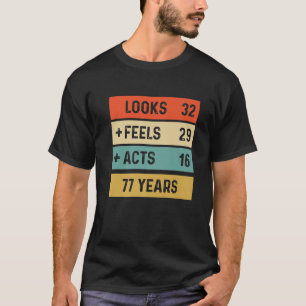 T-shirt Amusant Rétro 77E Anniversaire 77 Ans Né En 1944