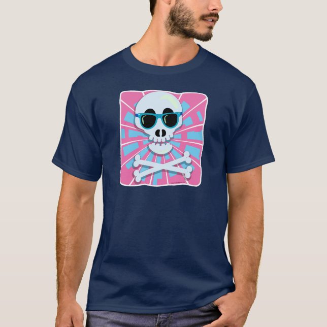 T-shirt Amusant Rétro Nouvelle Vague Design Crâne (Devant)