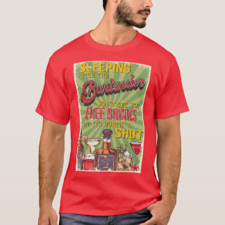 T-shirt Amusant style badge rétro couchage avec un barman