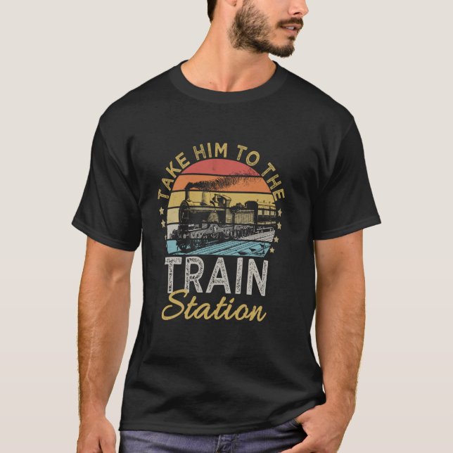 T-shirt Amusant Style Rétro L'Emmène À La Gare Vi (Devant)