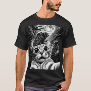 T-shirt Amusant Tir 17 Année Cicada Réémergence Cat Selfie