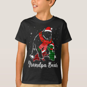 T-shirt Amusant Vert Rouge Plaid Papier Correspondant Ours