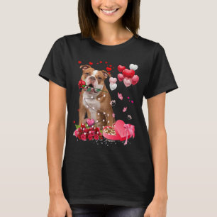 T-shirt Amusant vieux anglais Bulldog Rose Coeur heureux V