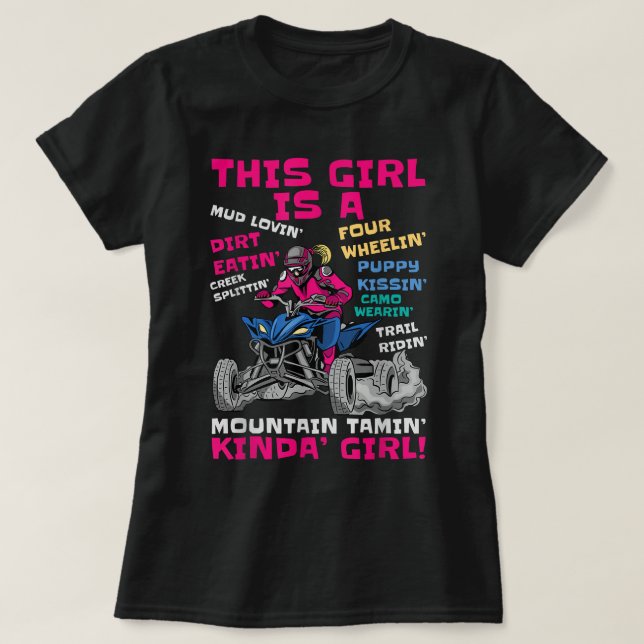 T-shirt Amusant VTT quad équitation Girl All Terrain Quatr (Design devant)