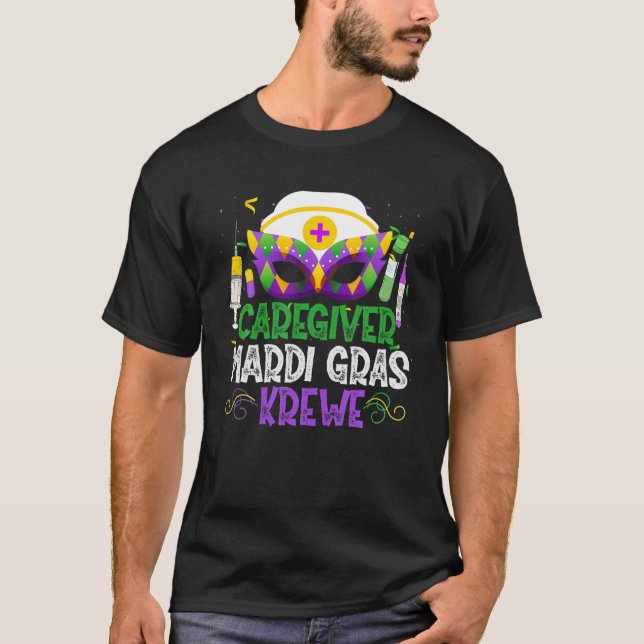 T-shirt Amusante aidante Krewe Infirmière Masques Mardi Gr (Devant)