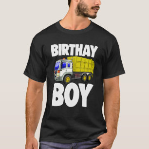 T-shirt Amusante Anniversaire Garçon Jaune Garbage Truck F