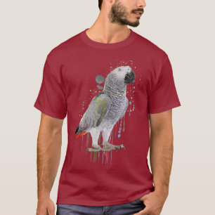 T-shirt Amusante aquarelle perroquet gris d'Afrique