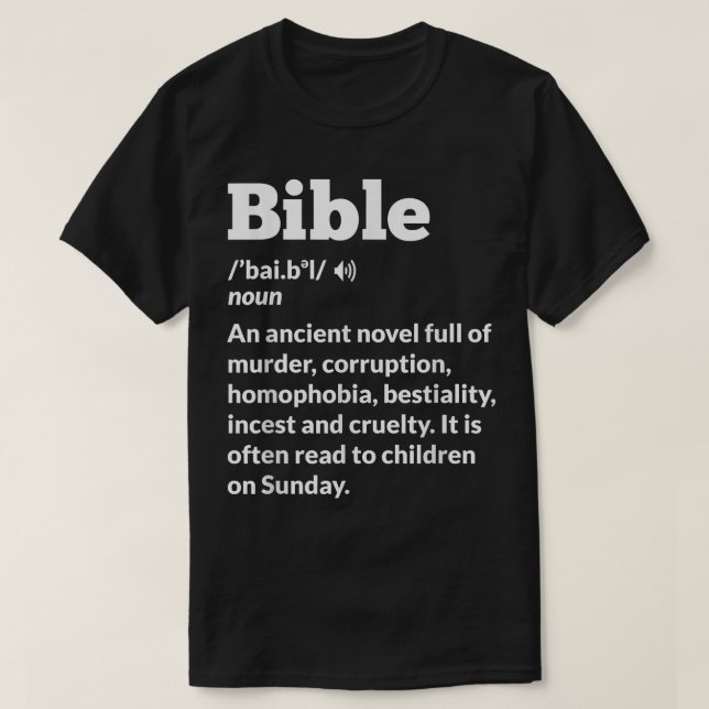 T-shirt Amusante athée anti-religion Bible athéisme  (Design devant)