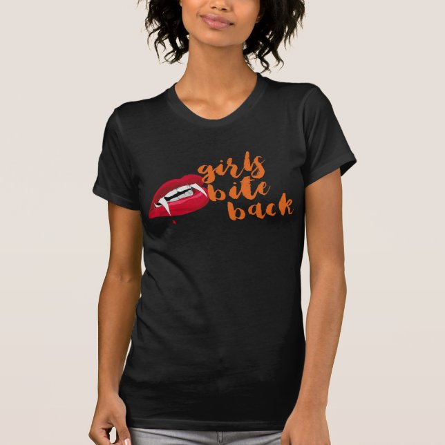 T-shirt Amusante chemise Halloween filles mordent en arriè (Devant)