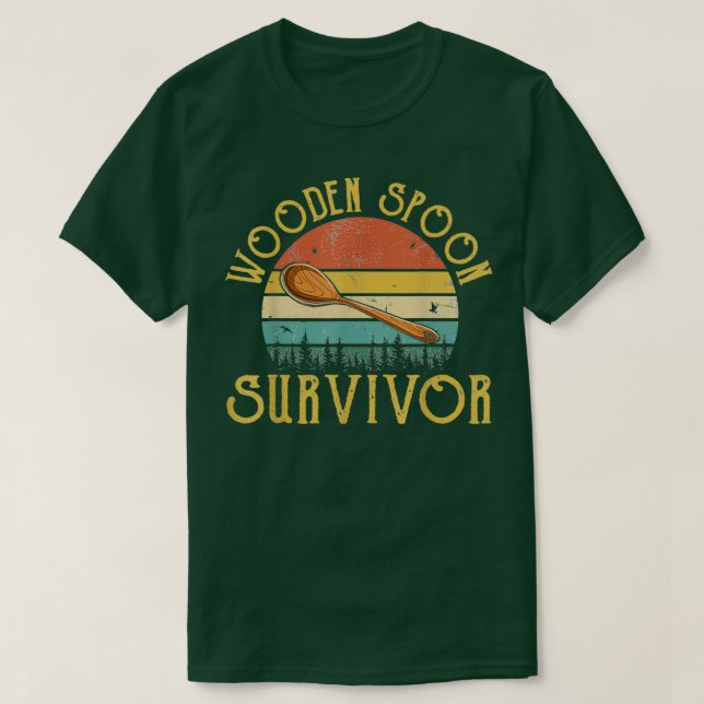T-shirt Amusante Cuillère en bois Survivant Humour rétro V (Design devant)