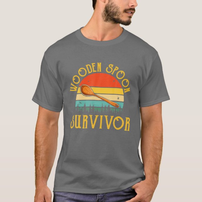 T-shirt Amusante Cuillères italiennes en bois Survivor Vin (Devant)
